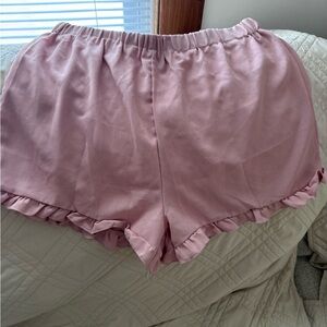 Pink Ruffle Hem Shorts
